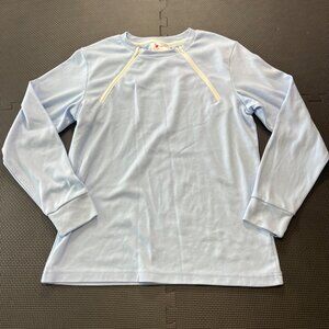 ComfyChemo Womens Medium Light Blue Long Sleeve Shirt With Dual Zipper Openings